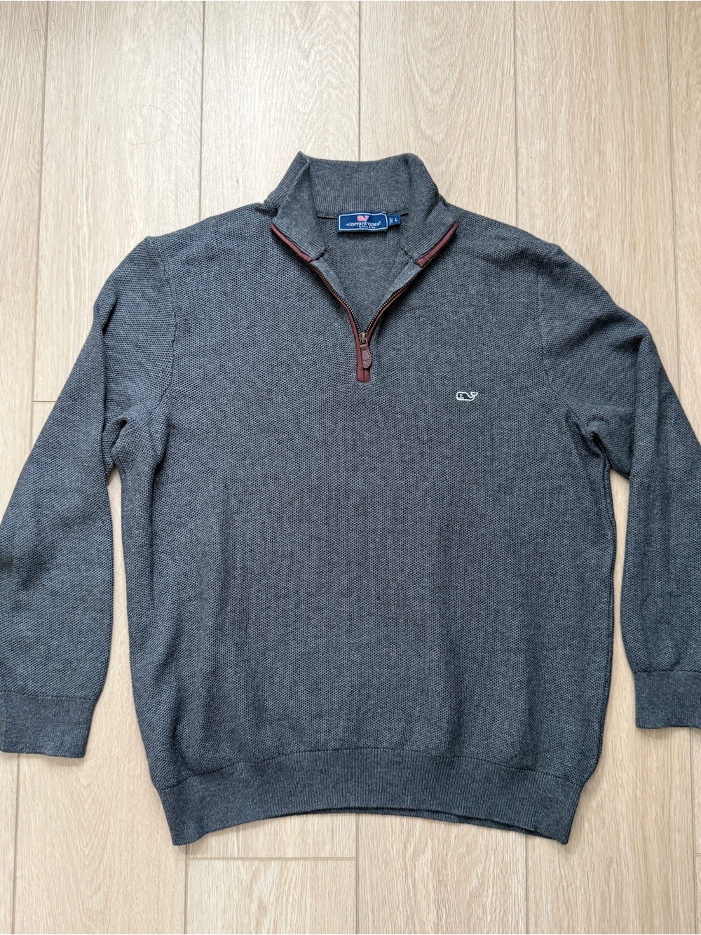 Vineyard Vines Men's L Charcoal Gray Quarter-Zip Sweater